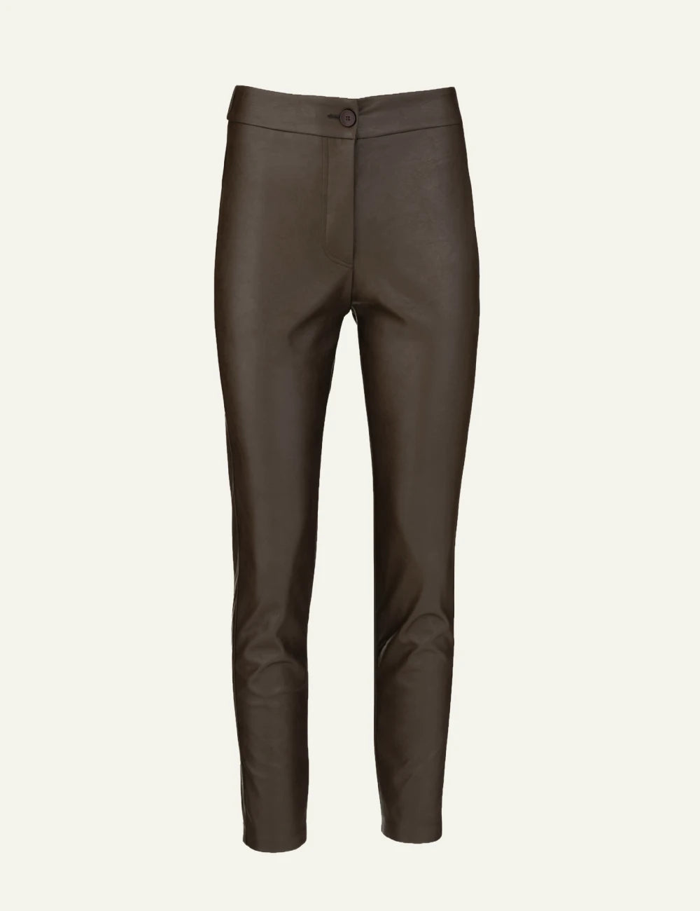 Philosophy dark brown leather slim fit pants for women