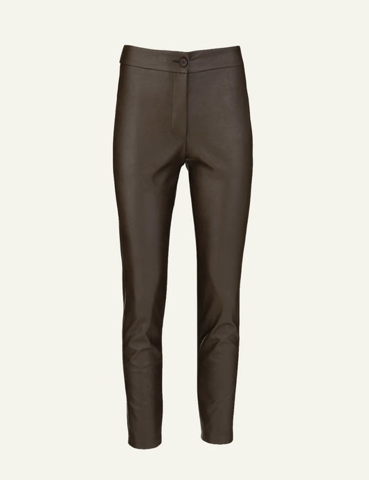 Philosophy dark brown leather slim fit pants for women