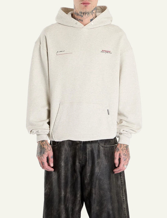 Represent Patron Club Hoodie Beige front view