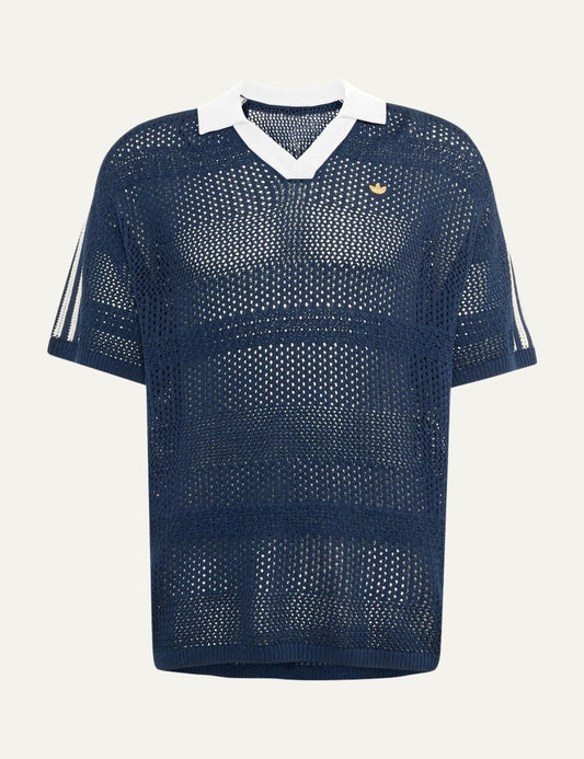 Adidas Originals Women’s Navy Open-Knit Polo Shirt