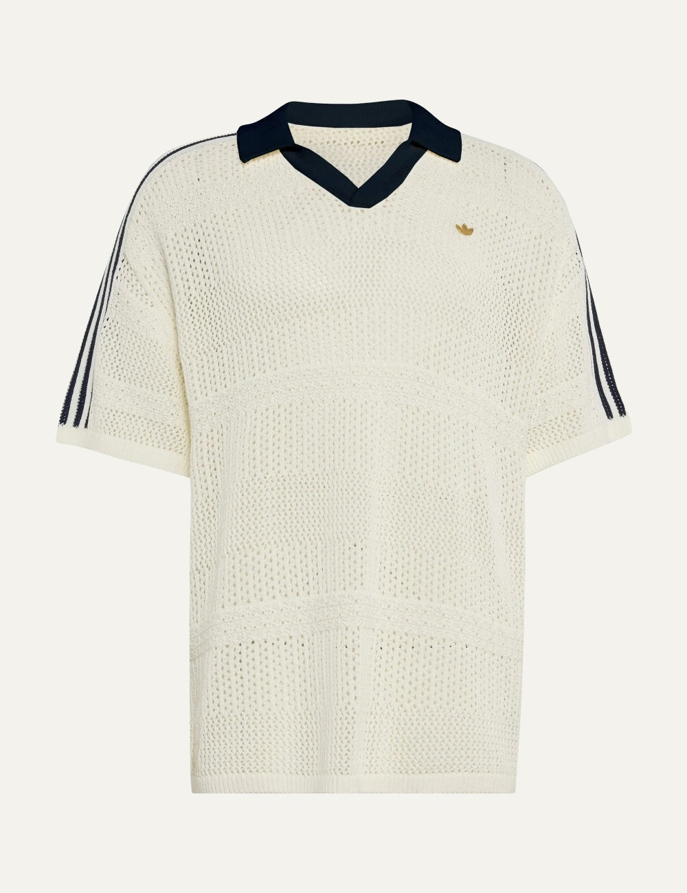 Adidas Originals Women’s Off-White Open-Knit Polo Shirt