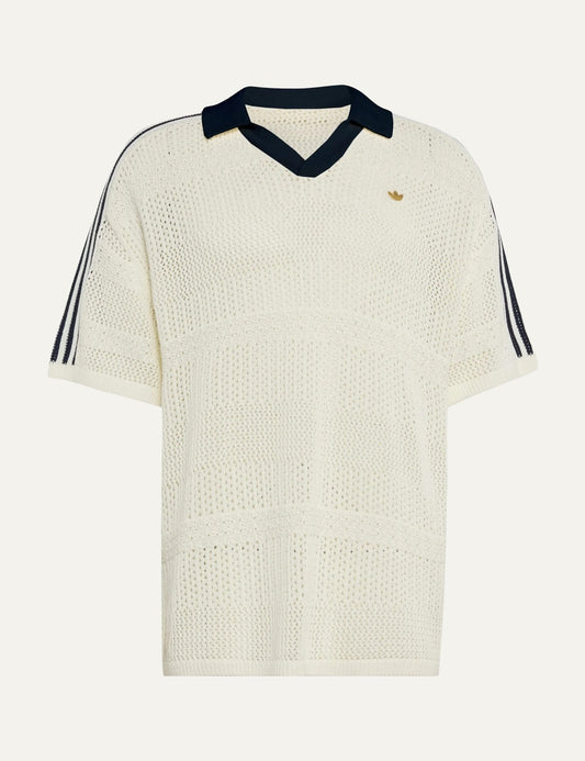 Adidas Originals Women’s Off-White Open-Knit Polo Shirt