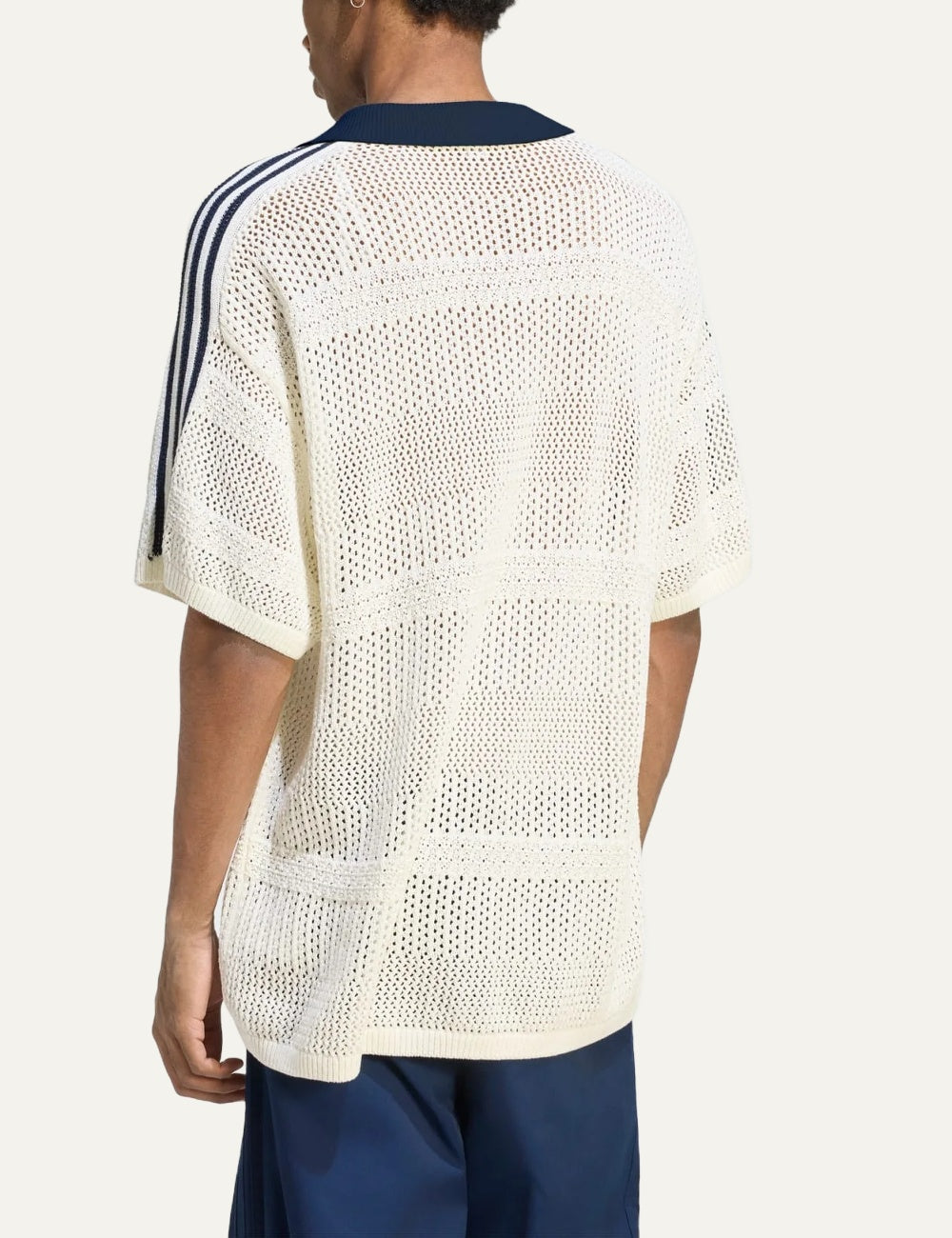 Adidas Originals Women’s Off-White Open-Knit Polo Shirt back