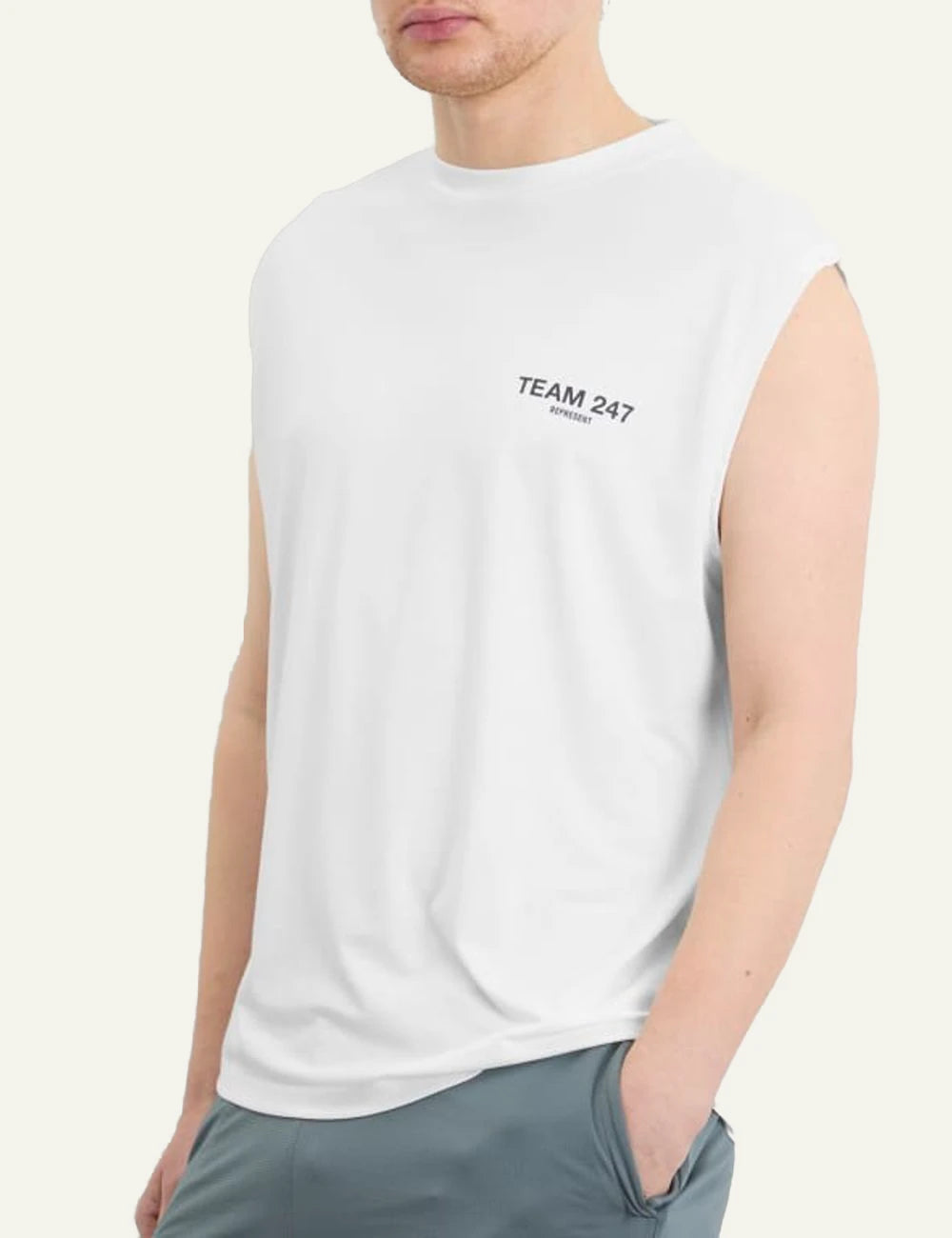 Represent Team 247 Tank White Chest Logo Detail
