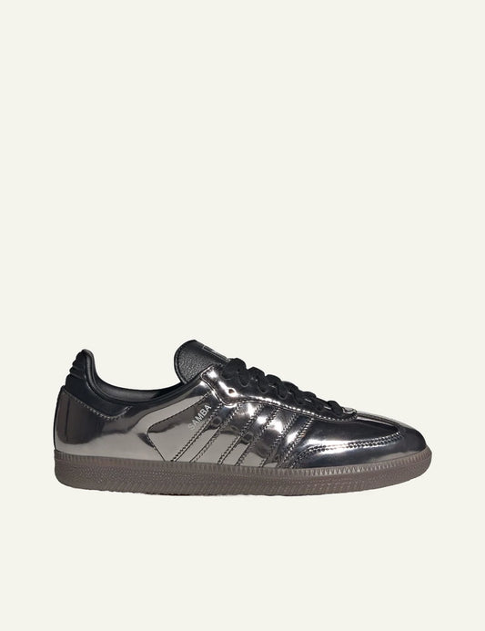 adidas Originals Samba OG Core Black metallic leather sneakers with gum rubber side