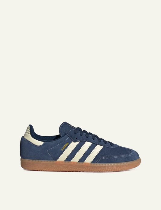 Women's adidas Originals Samba OG night indigo leather sneakers with gum sole