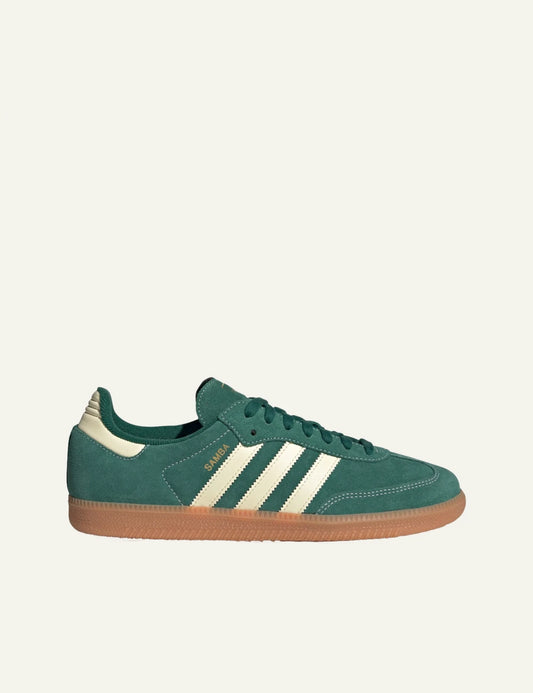 Adidas Originals Samba OG women's green suede sneakers side view
