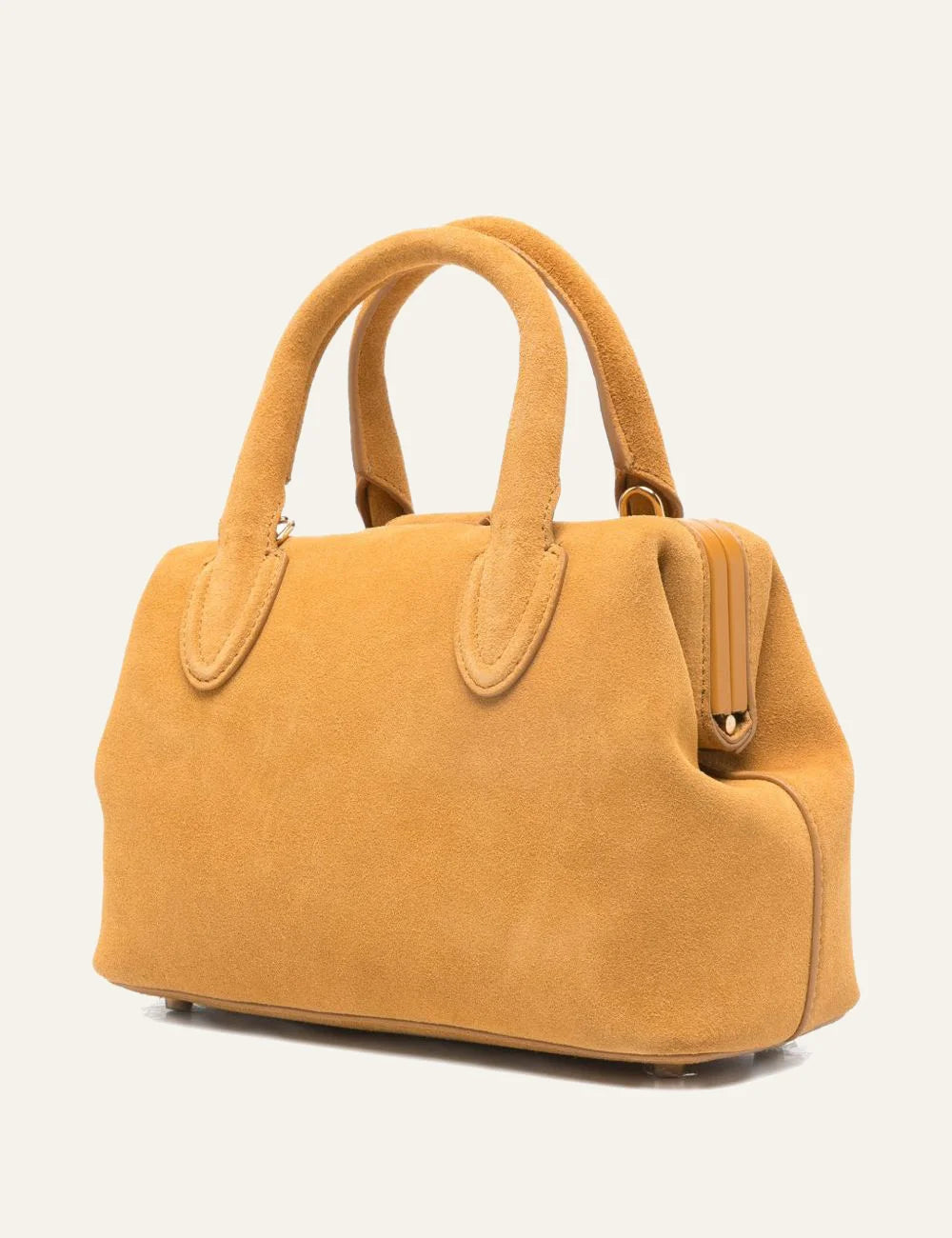 SCHELL small doctor tote bag yellow suede back view structured shape