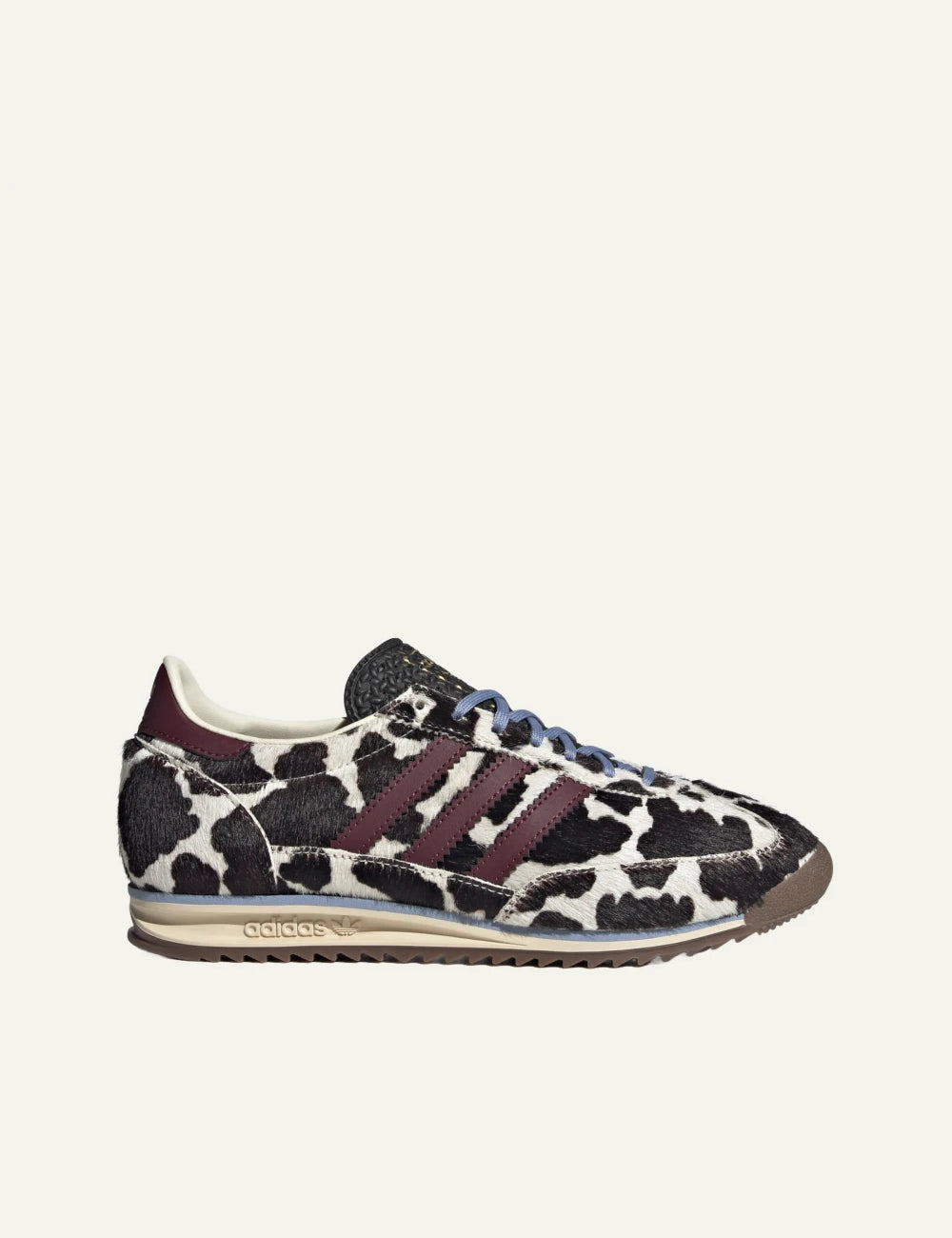 Adidas Originals SL 72 OG women's black and white cow print sneakers side view