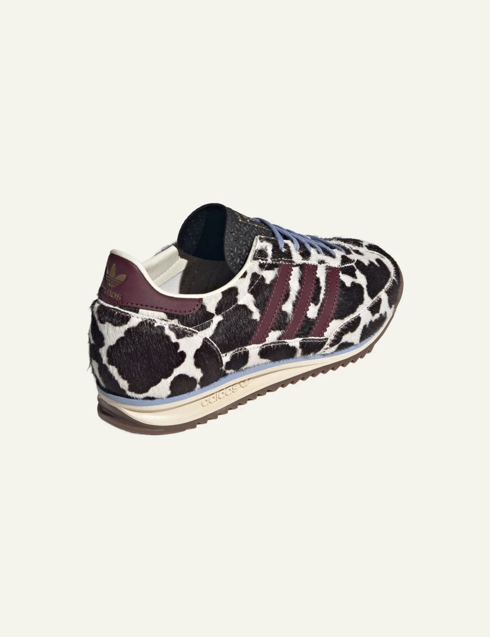 Adidas Originals SL 72 OG women's black and white cow print sneakers back view
