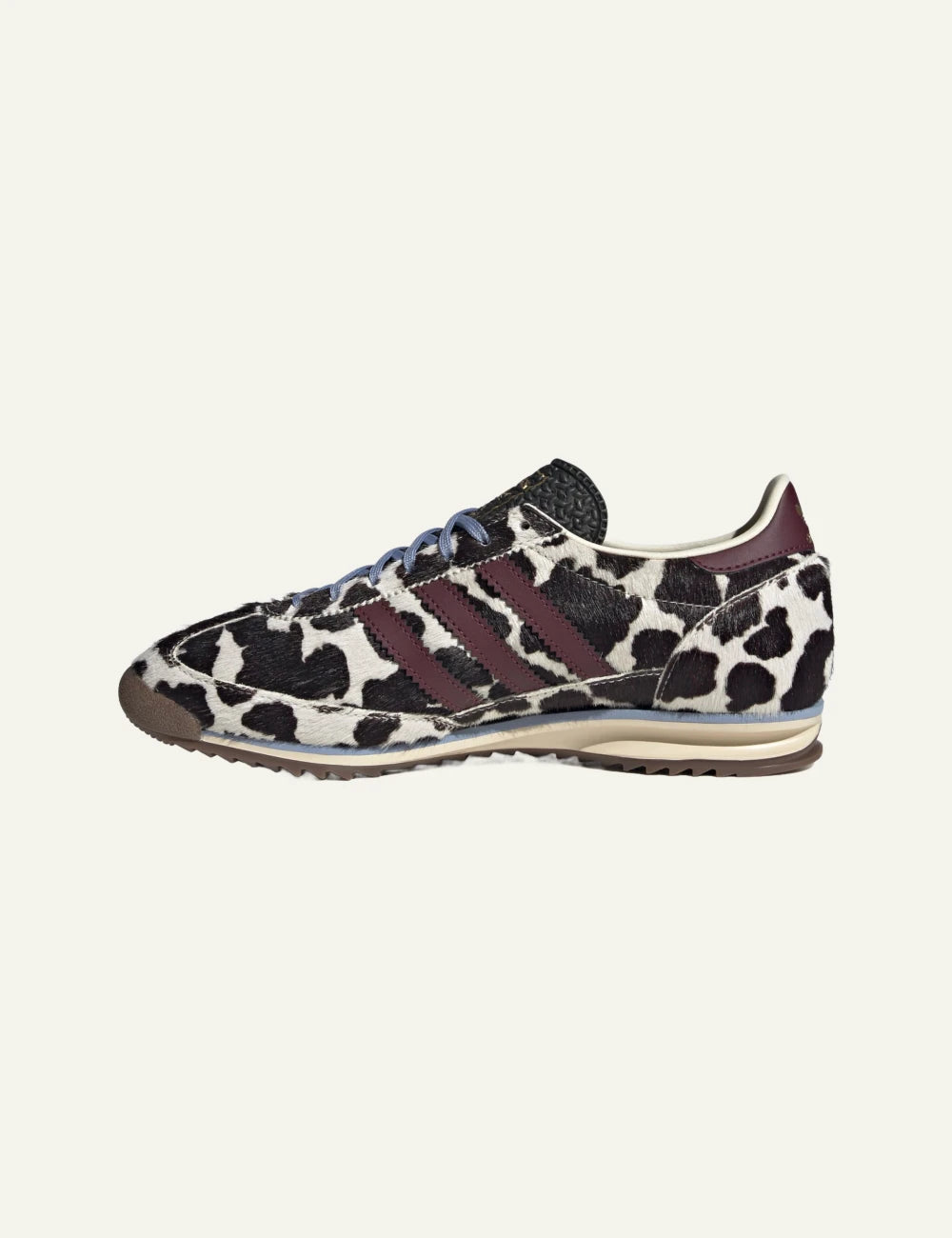 Adidas Originals SL 72 OG women's black and white cow print sneakers opposite side view
