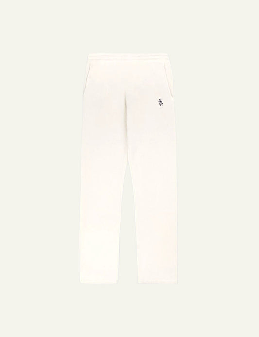 Sporty and Rich cashmere wool wide leg pants ecru front view