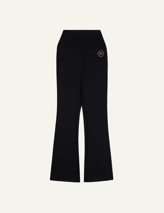 Sporty and Rich black flared leggings front view