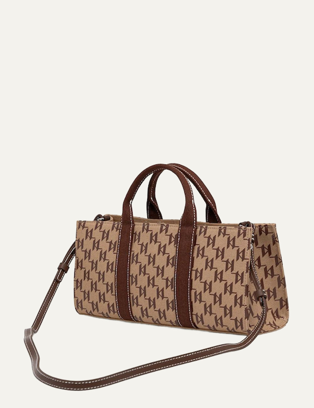 Karl Lagerfeld Paris logo tote bag beige brown full view back