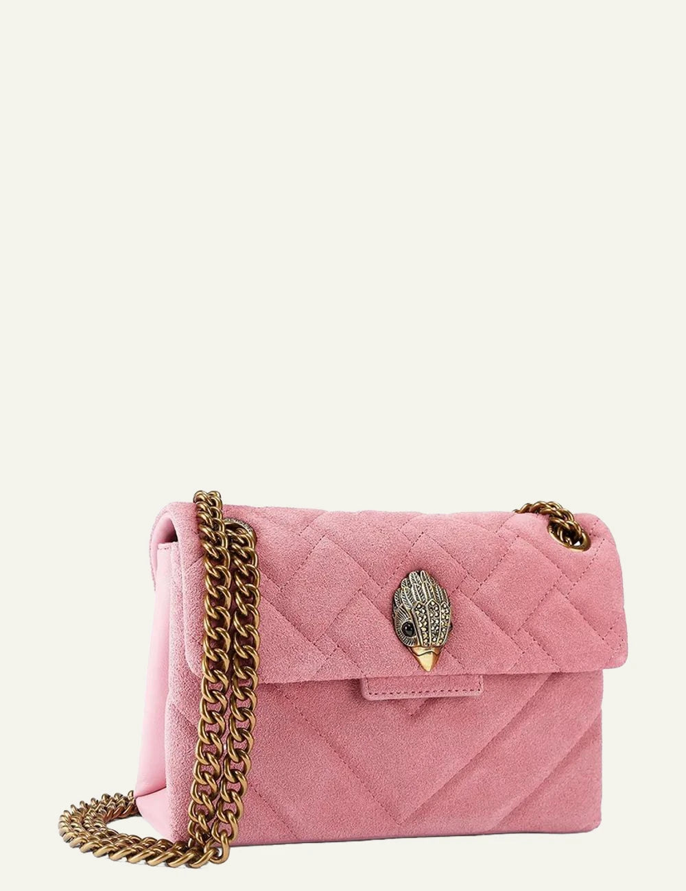Kurt Geiger Kensington suede bag front corner chain detail