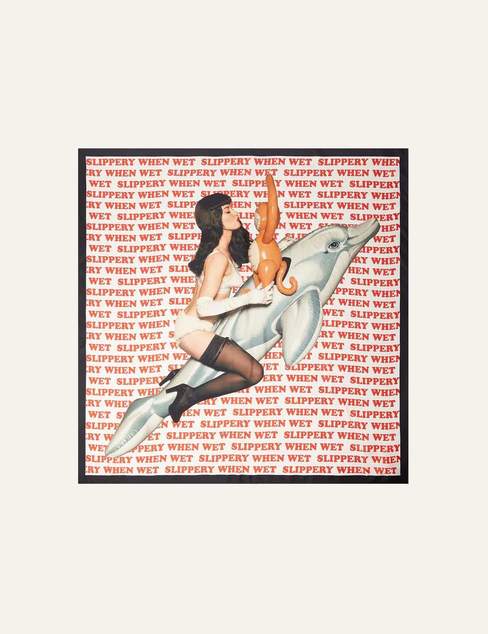 Silk scarf με graphic print Slippery When Wet και pin-up illustration by Stella McCartney