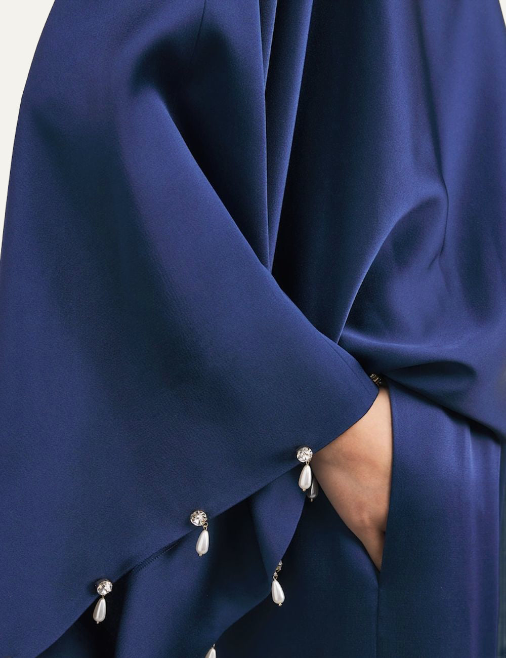 Sleeve detail με faux pearls σε Stella McCartney satin blouse blue