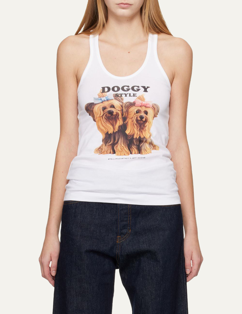 Stella McCartney Doggy Style tank top white front view graphic print