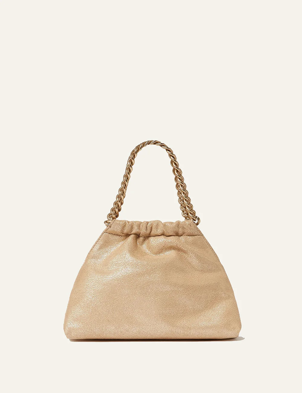 Stella McCartney Falabella drawstring tote gold with chain handle back