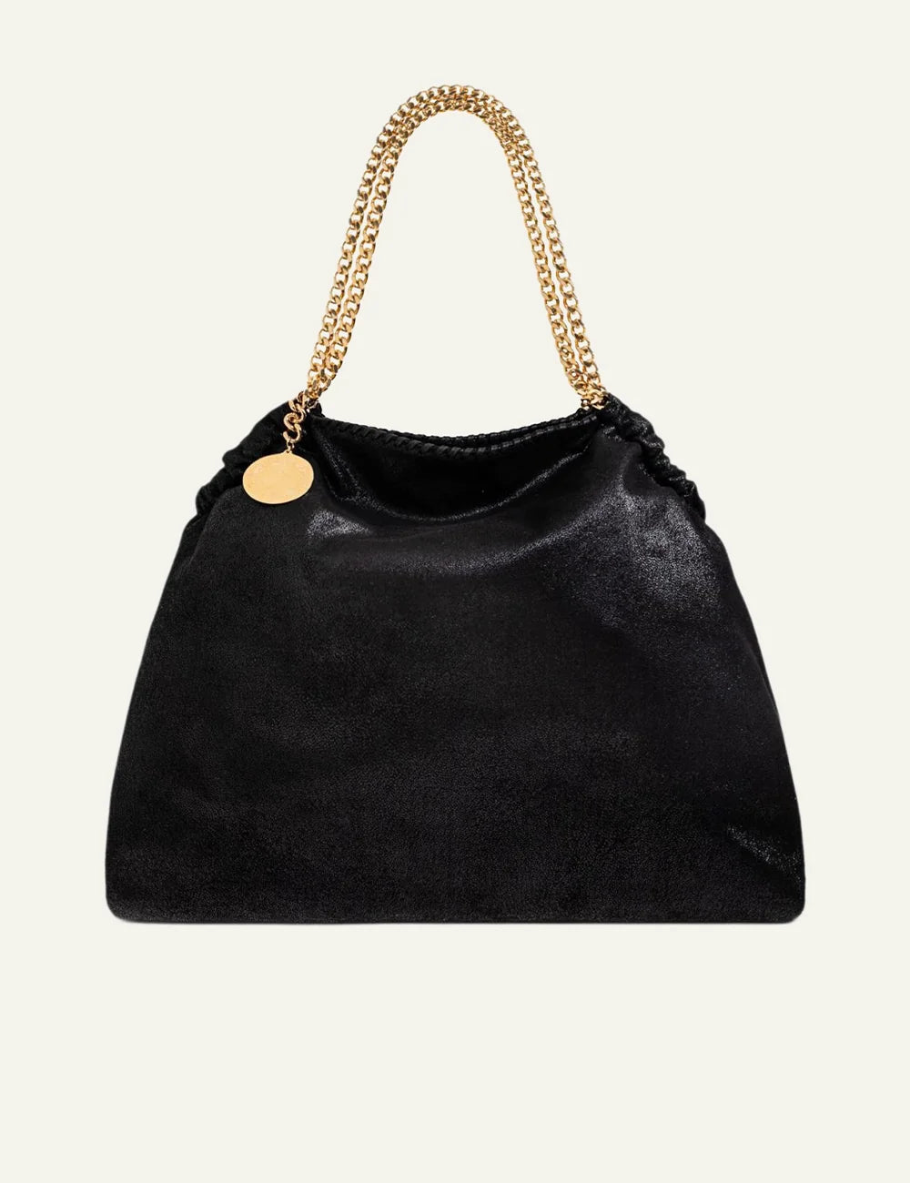 Stella McCartney Falabella medium bag front view black vegan leather με chain handles