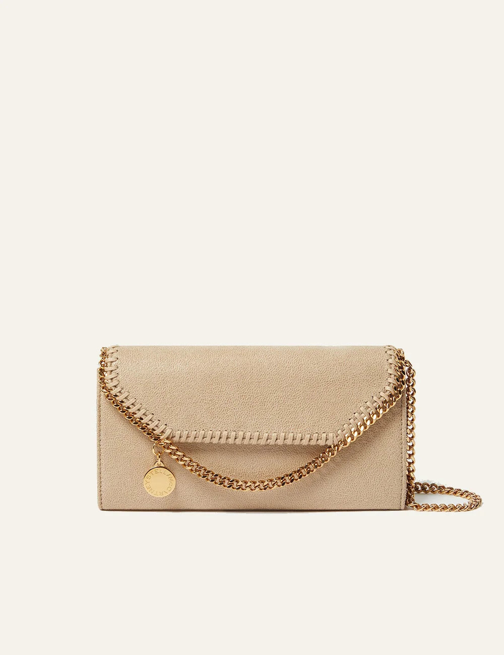 Γυναικεία Stella McCartney Falabella wallet crossbody gold vegan shaggy deer front view