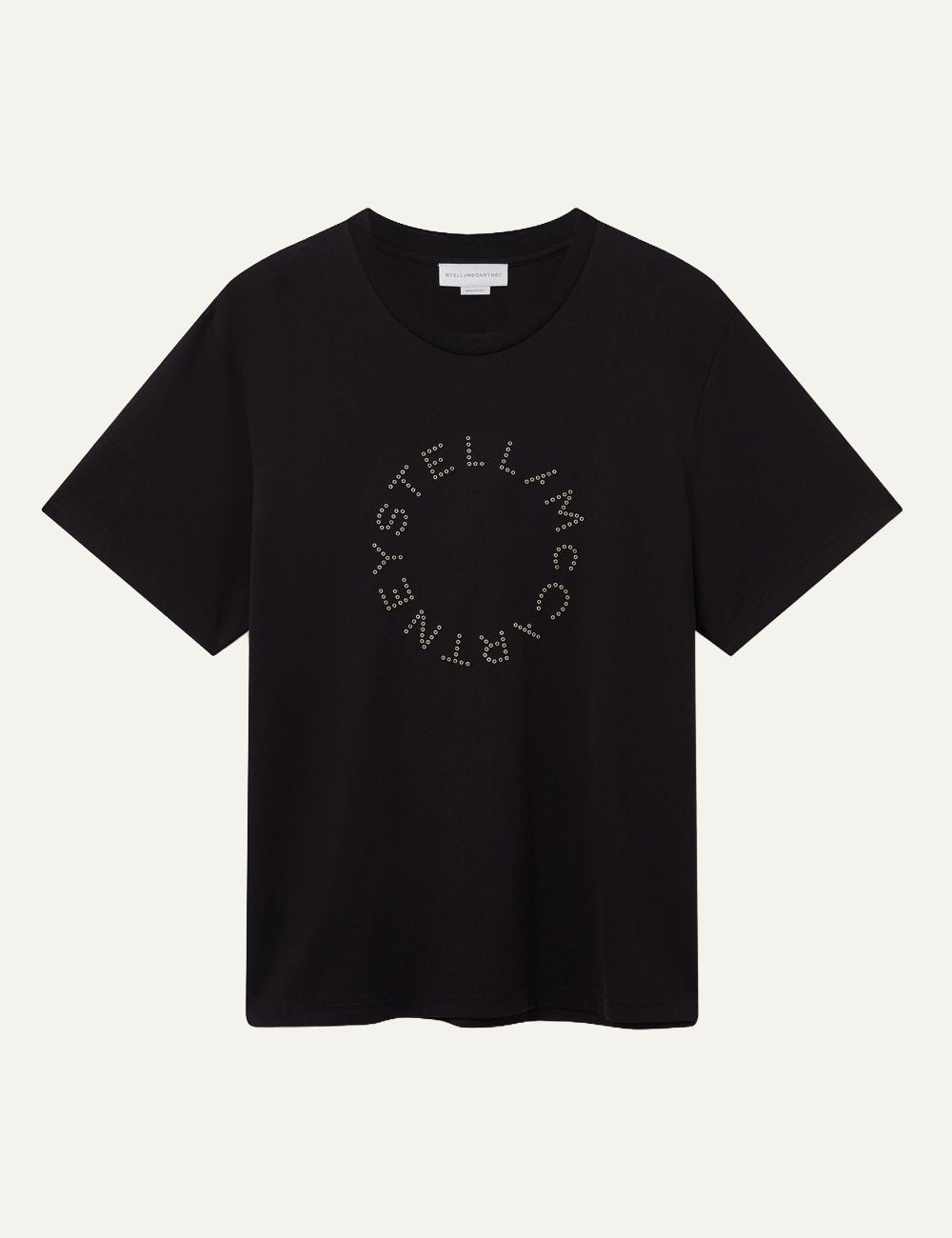 Stella McCartney logo circle t-shirt black front flat organic cotton