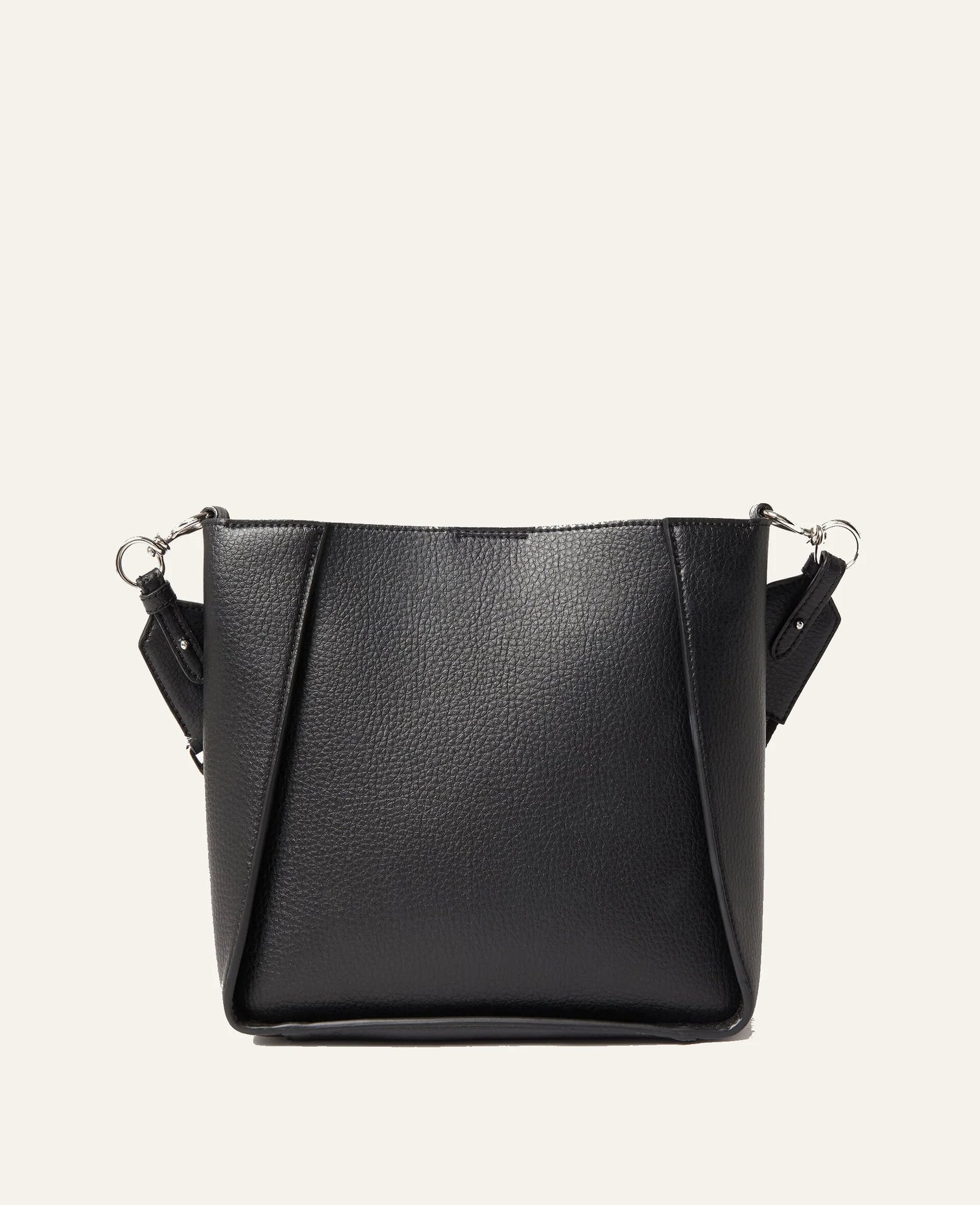 Stella McCartney black shoulder bag back view με grained vegan leather