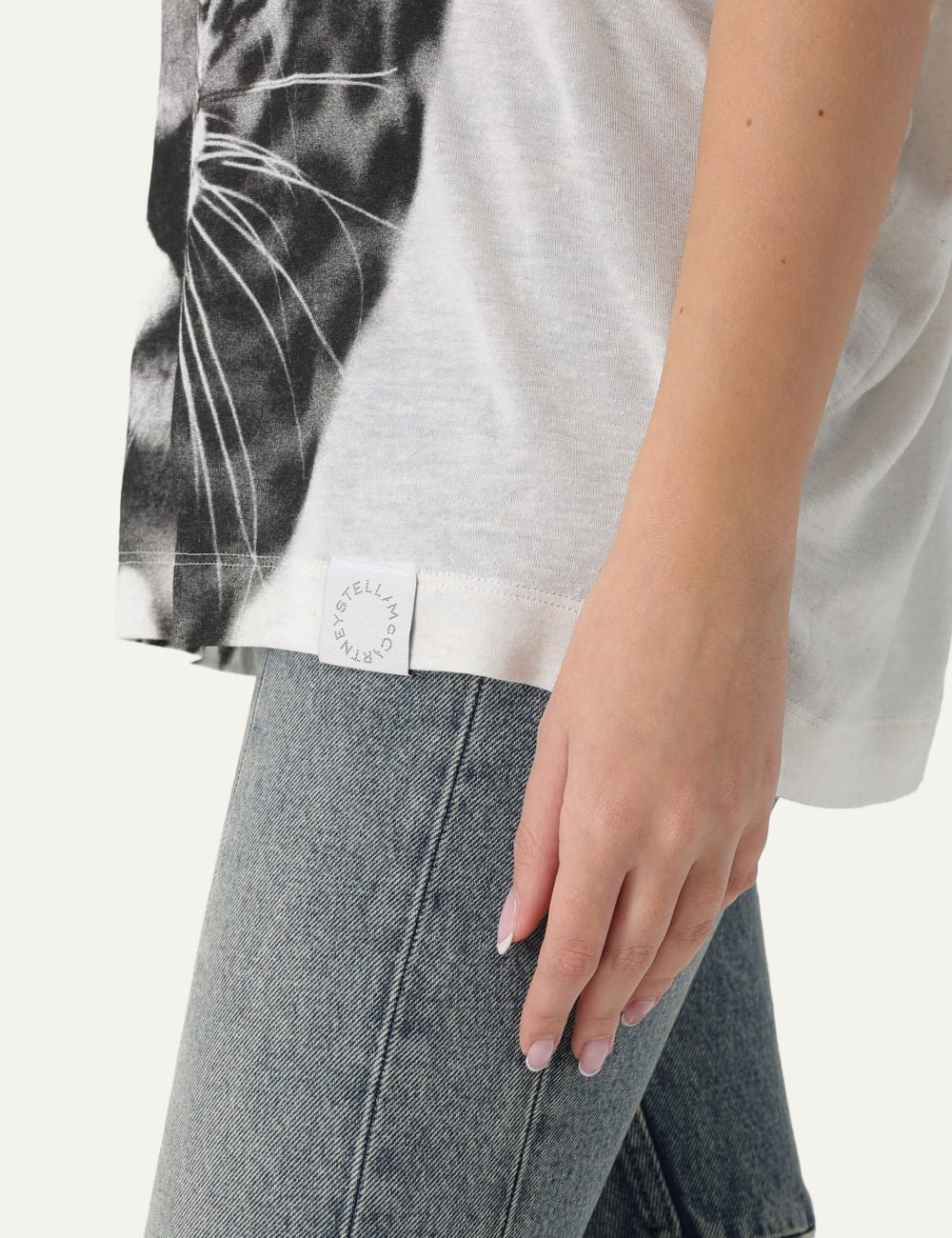 Stella McCartney Safari t-shirt logo detail hem off white viscose blend