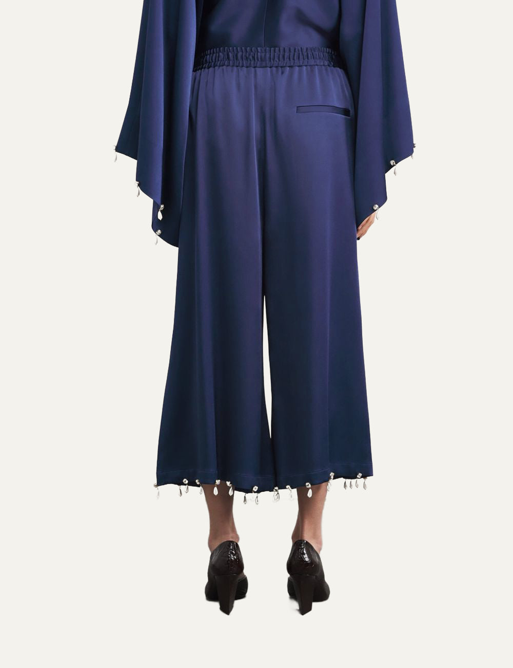 Stella McCartney satin trousers blue back full length