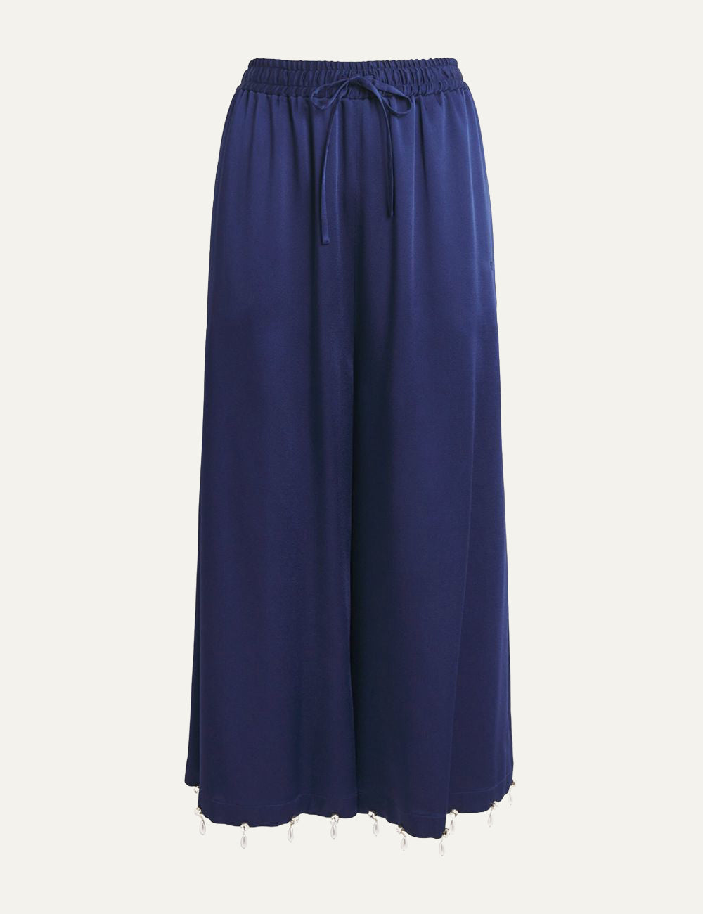 Stella McCartney satin wide leg trousers blue front view