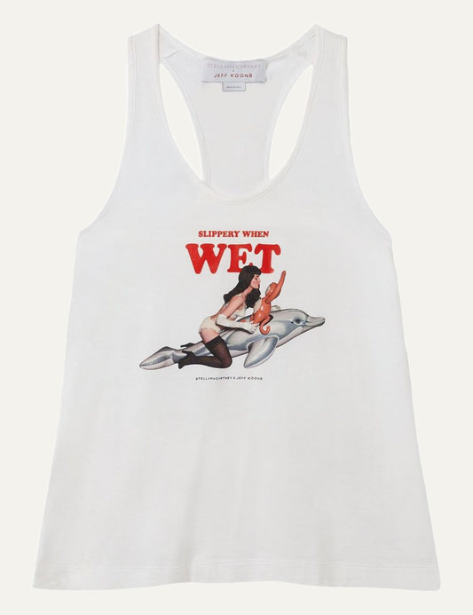 Stella McCartney Slippery When Wet tank top white flat product view