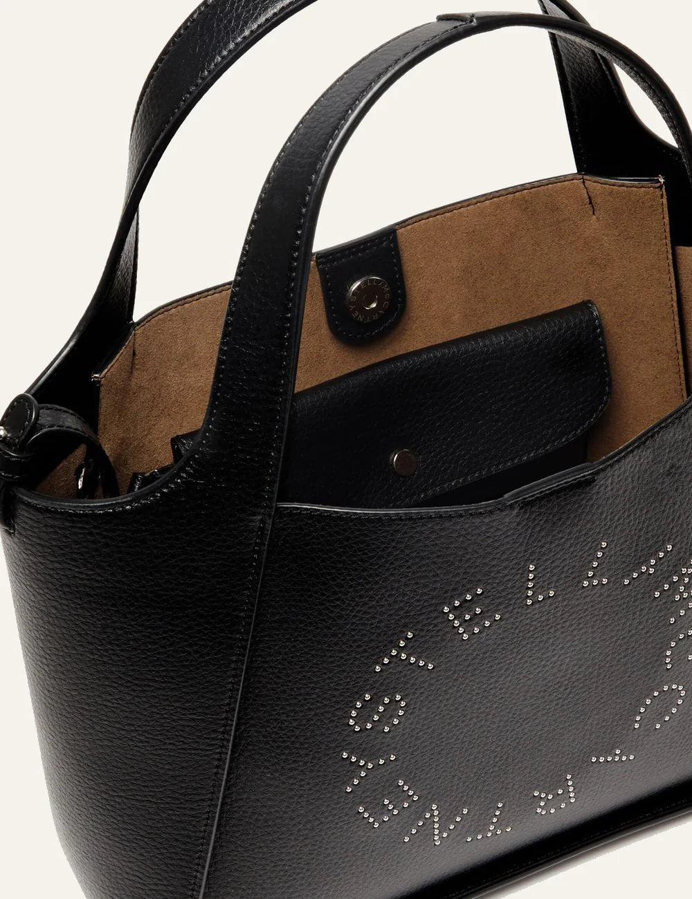 Stella McCartney crossbody tote bag interior view με top handles