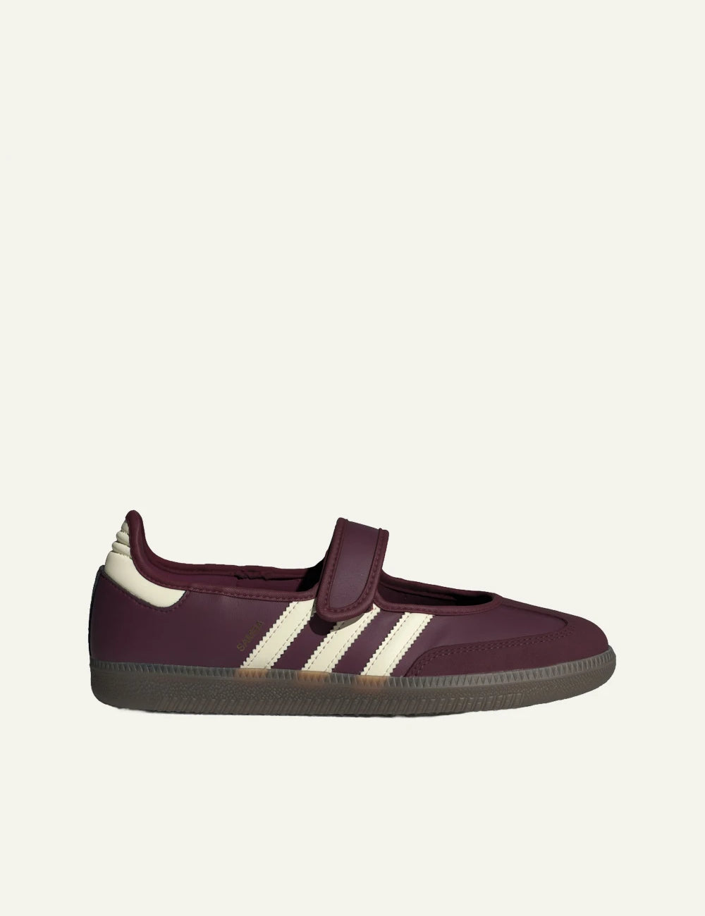 Adidas Originals Samba Jane women's burgundy leather ballet flats side view