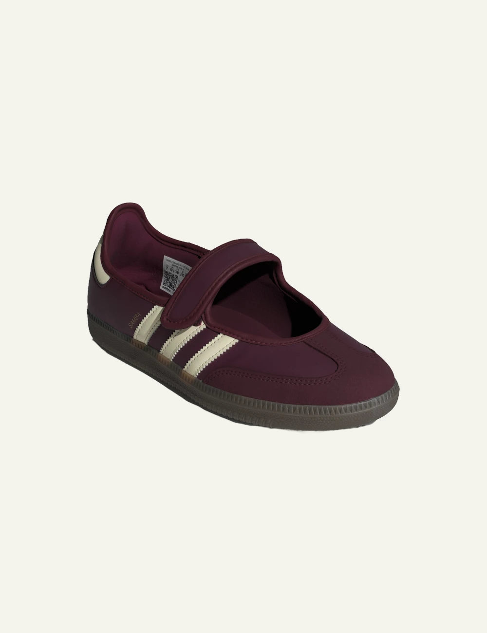 Adidas Originals Samba Jane women's burgundy leather ballet flats front angle view