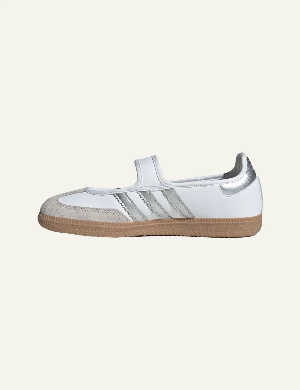 Adidas Originals Samba Jane KJ3785 cloud white silver metallic gum strap profil view