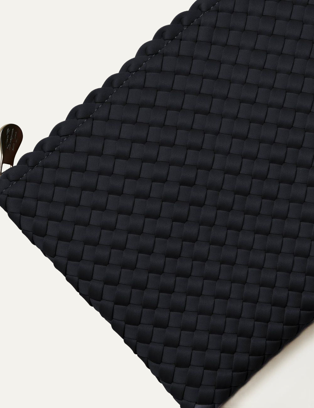 Naghedi St. Barths Medium Tote Fray Onyx matching woven zip pouch detail