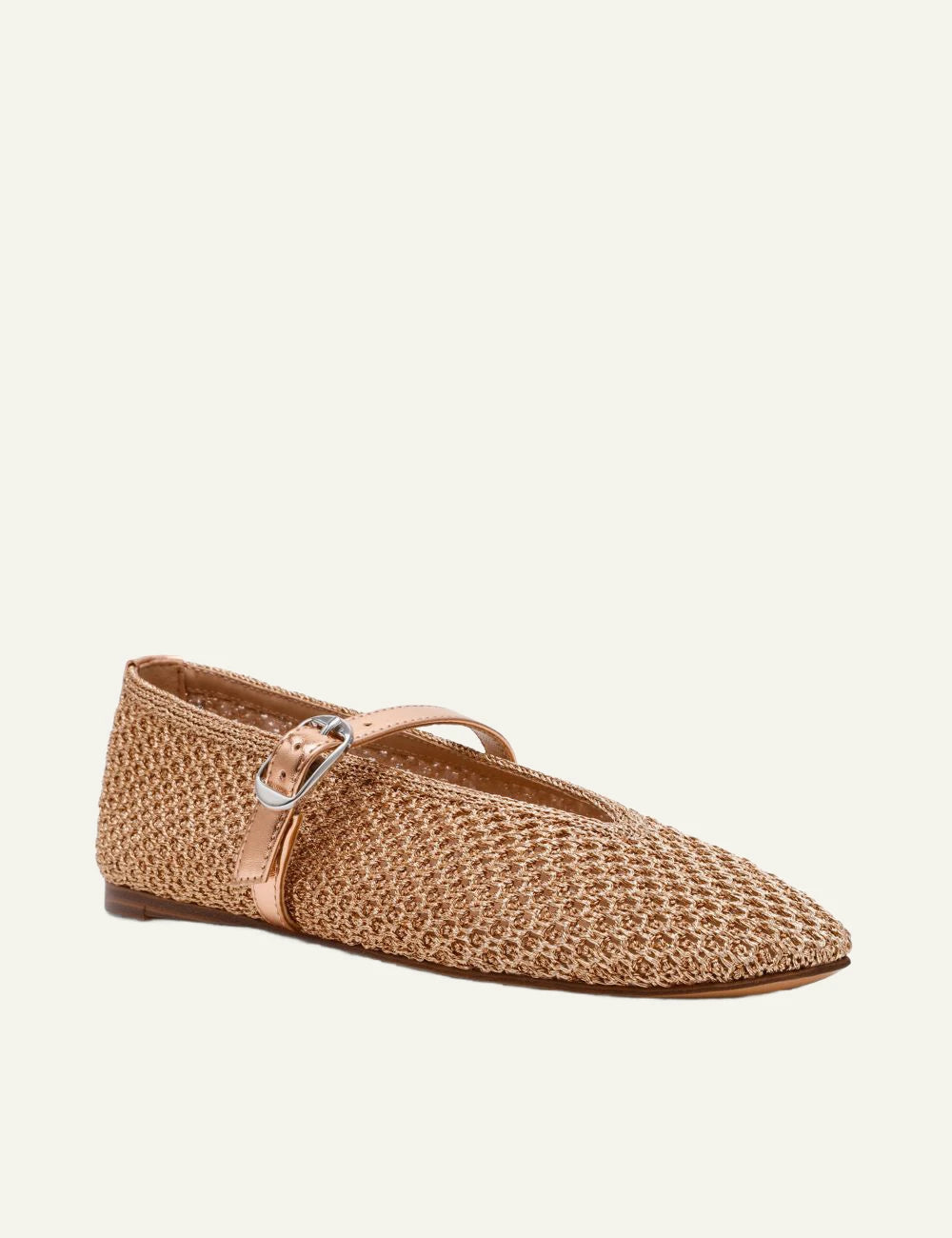 Steve Madden ballerinas mesh gold Mary Jane strap flat shoes profile view