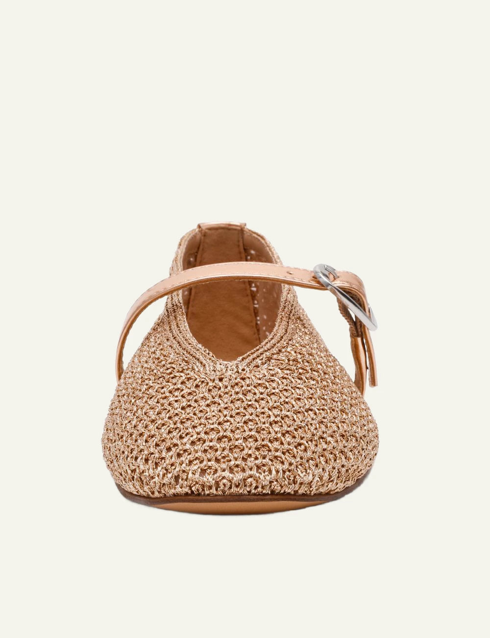 Steve Madden ballerinas mesh gold Mary Jane strap flat shoes front view