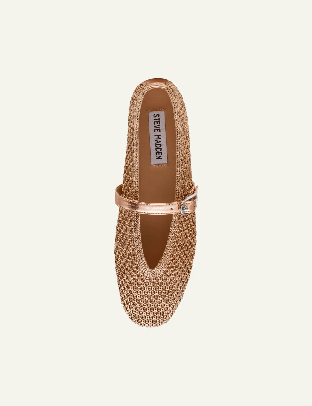 Steve Madden ballerinas mesh gold Mary Jane strap flat shoes top view