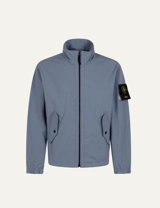 Stone Island light blue windbreaker jacket me compass patch detail front view