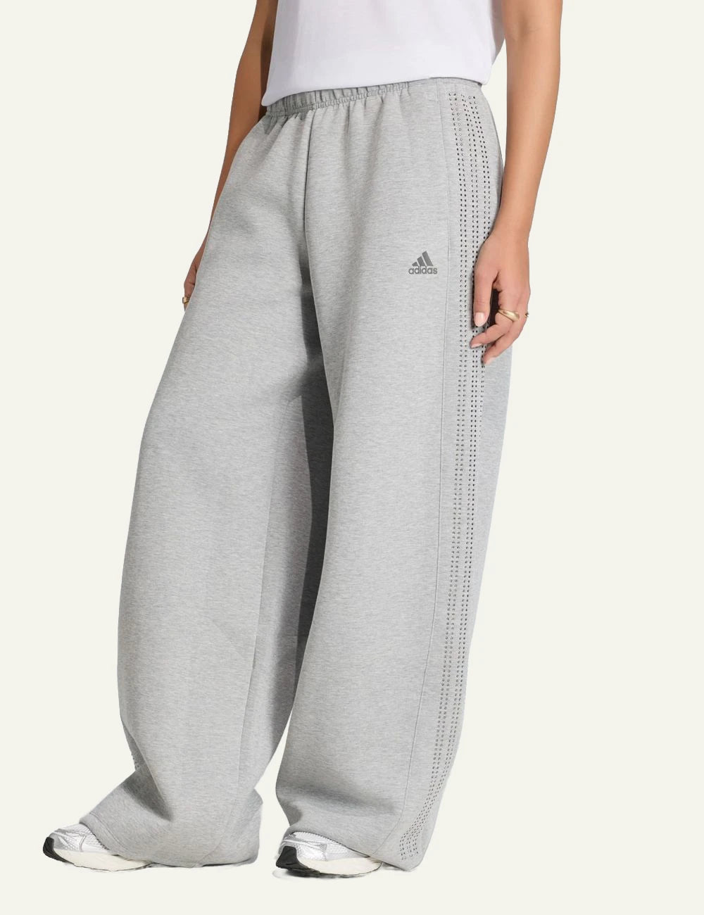 Adidas Originals pants medium grey heather wide leg side view