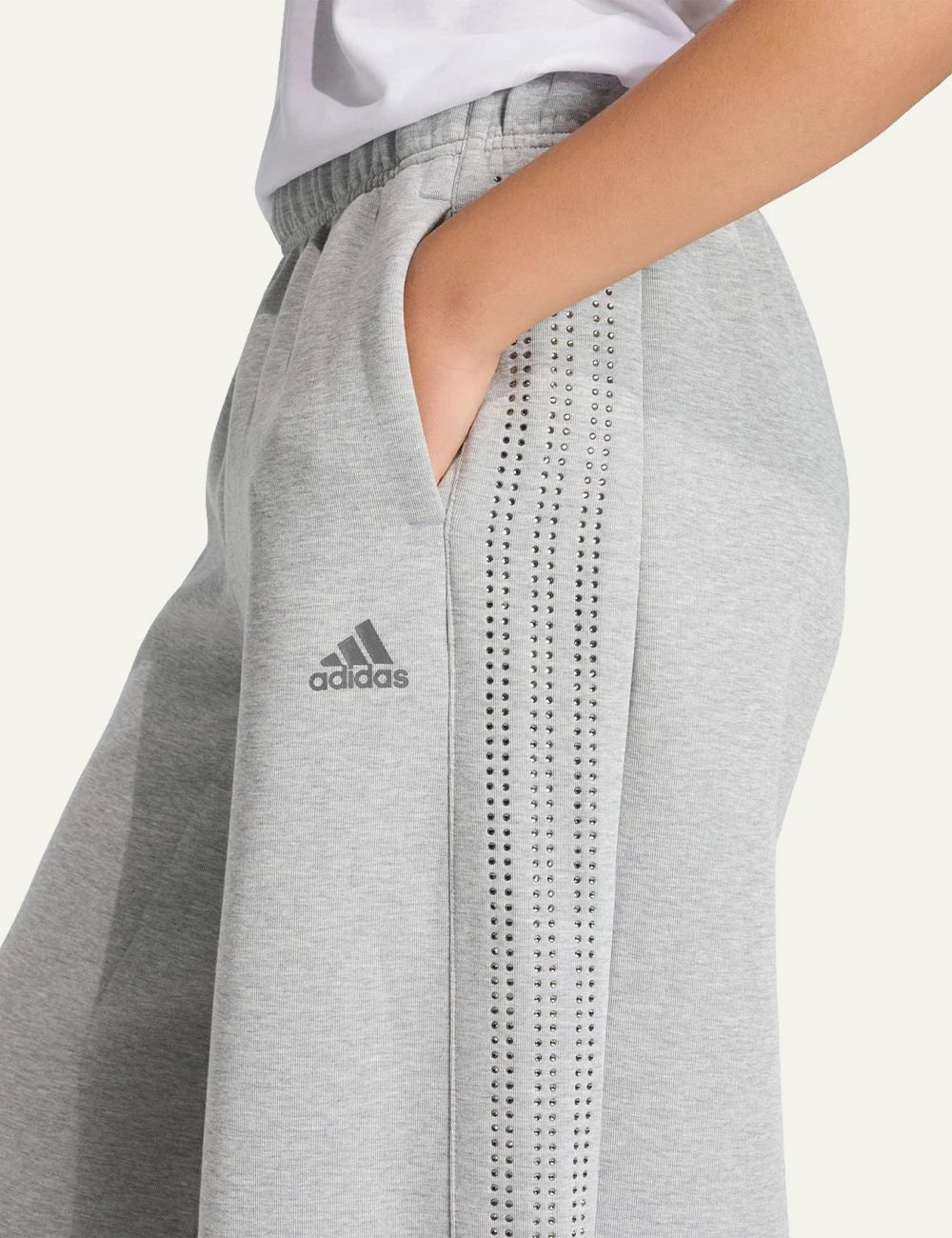Adidas Originals pants medium grey heather wide leg side  view