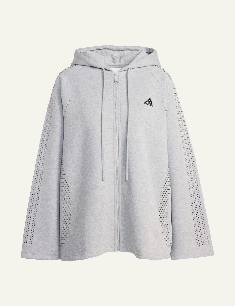 Adidas Originals KD0497 zip hoodie medium grey heather oversized front flat view