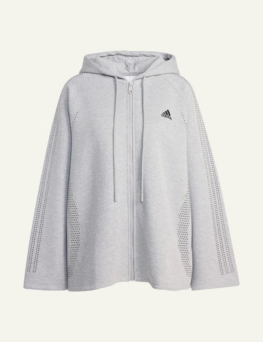 Adidas Originals KD0497 zip hoodie medium grey heather oversized front flat view