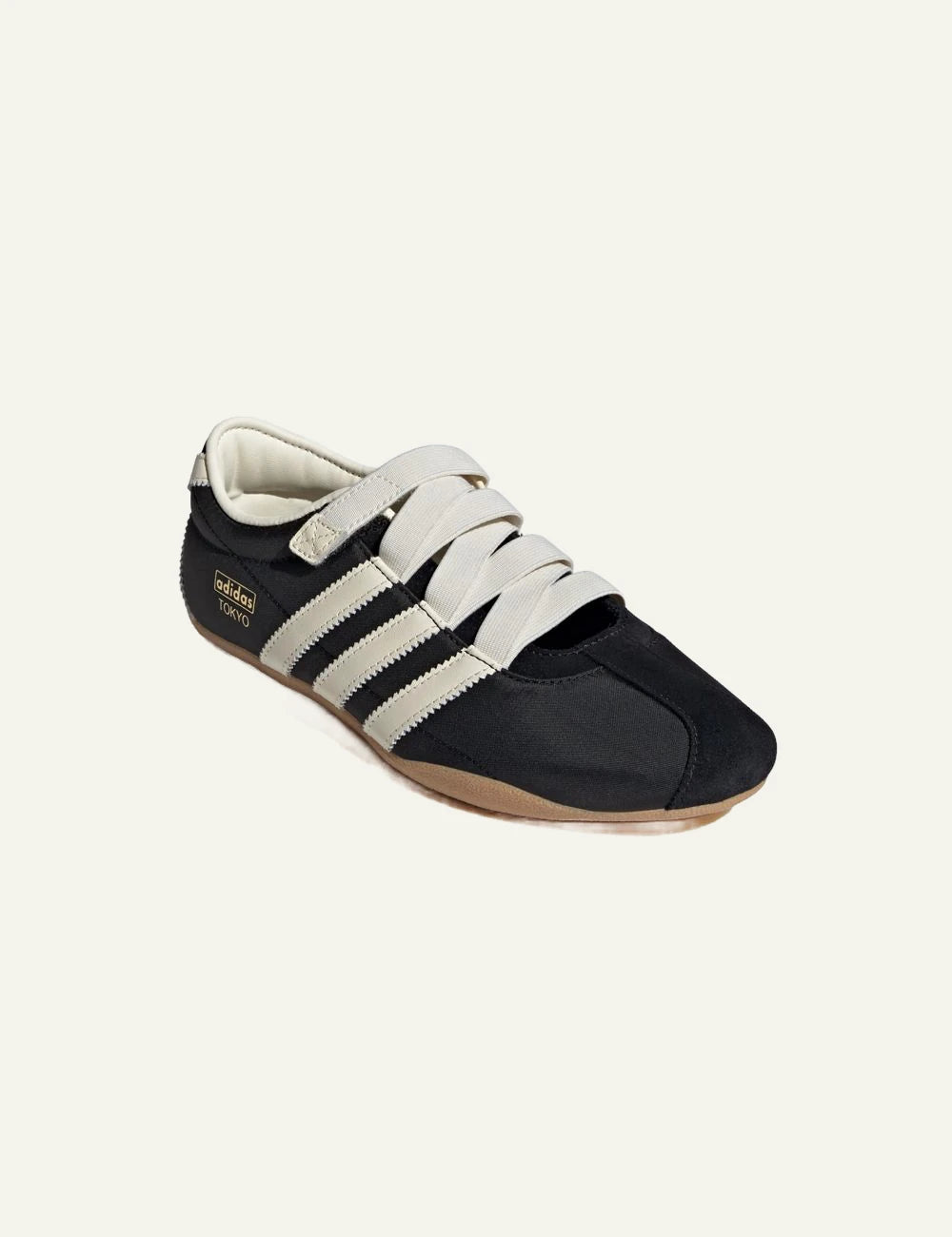 Adidas Originals Tokyo Mary Jane black textile sneakers with elastic straps angled