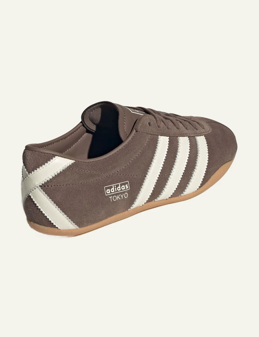 Women's adidas Originals Tokyo brown suede sneakers with off-white 3-Stripes and gum sole back