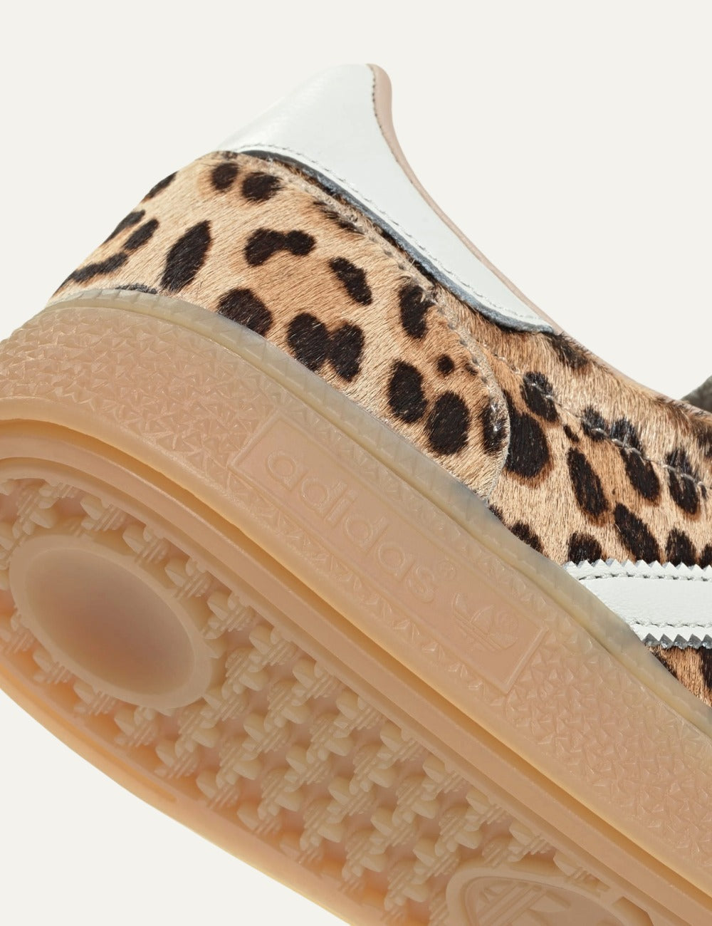 Adidas Handball Spezial leopard print sneakers beige back detail view