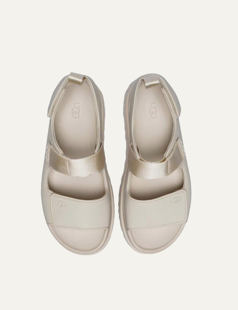 UGG GoldenGlow platform sandal sea salt top view 