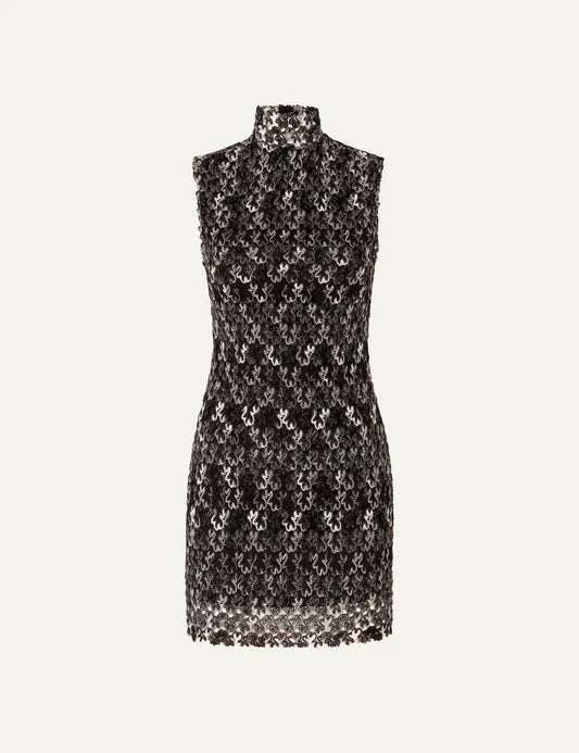 MISSONI EMBROIDERED HIGH-NECK MINI DRESS