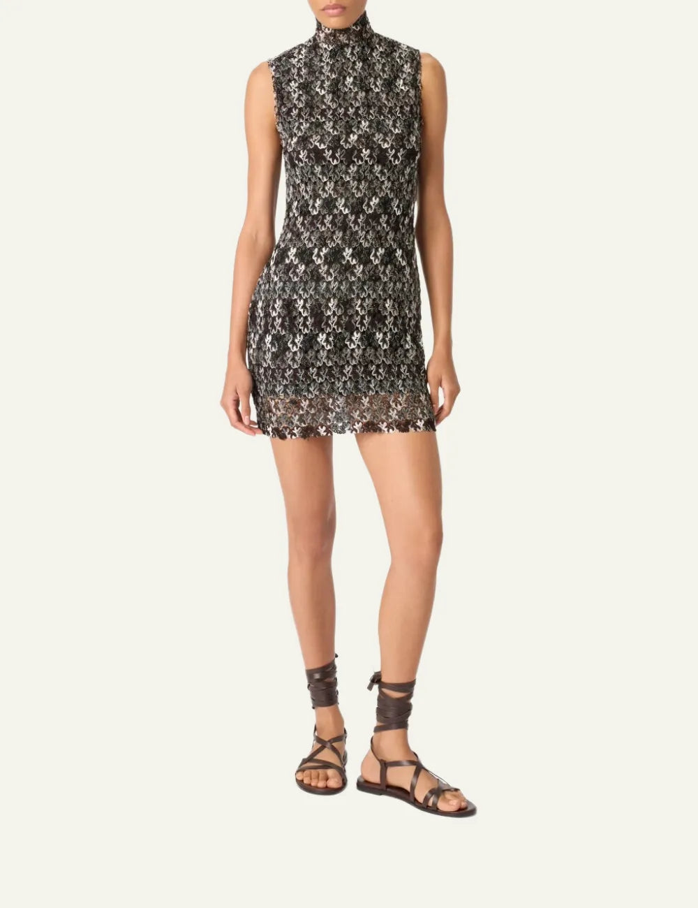 MISSONI EMBROIDERED HIGH-NECK MINI DRESS
